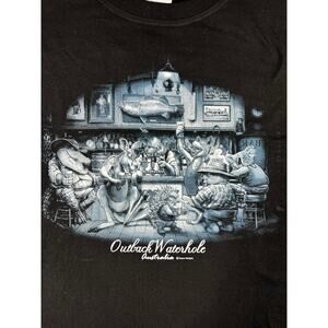 Outback Waterhole Australia T-Shirt NWT Black Bar Scene Medium